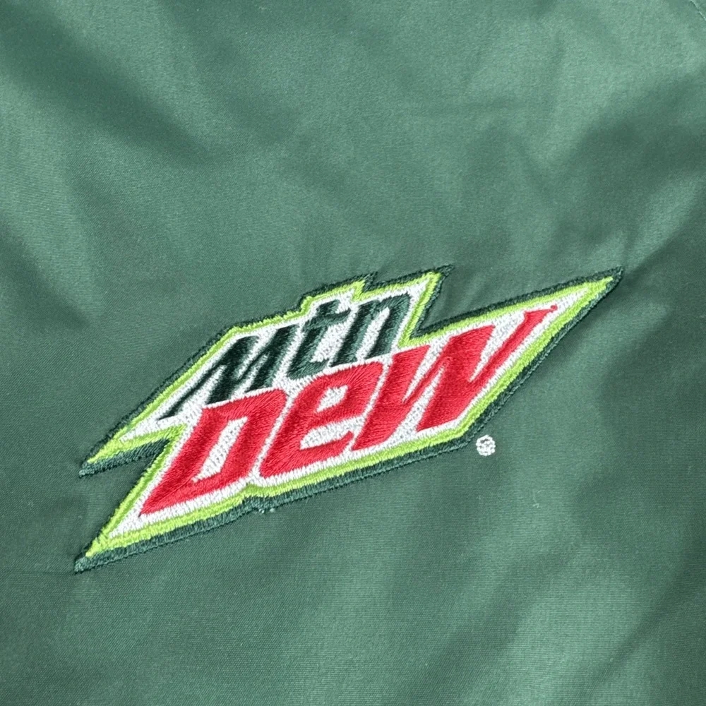 Mountain Dew Pullover Windbreaker Jacket Mens XL Green 1/4 Zip Coat Hooded Logo
